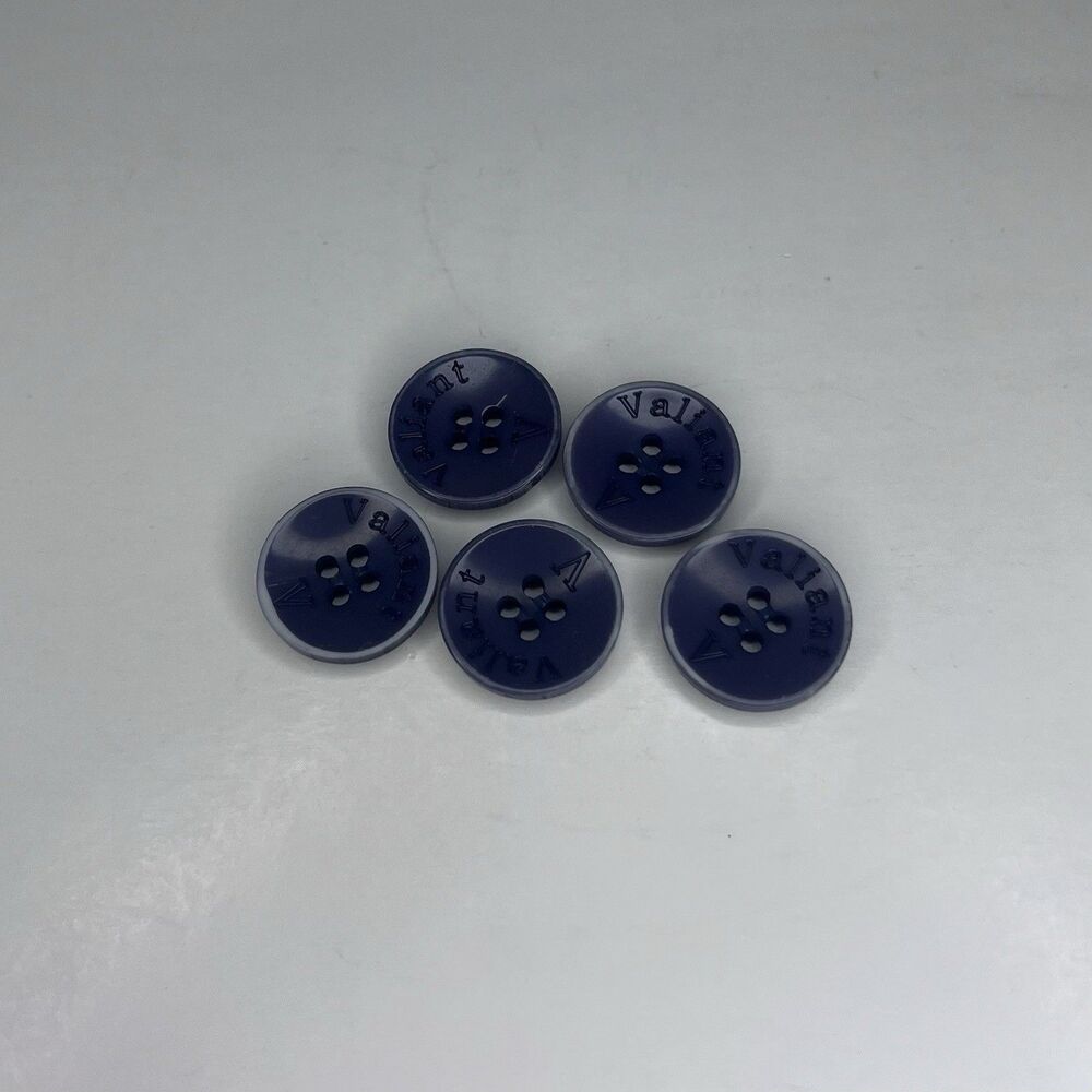Set Of 5   4-Hole Dark Blue Buttons - Valiant A - Used
